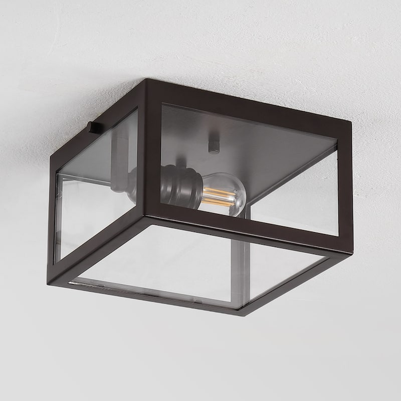 Alma 12" Metal/Glass LED Flush Mount, by JONATHAN Y