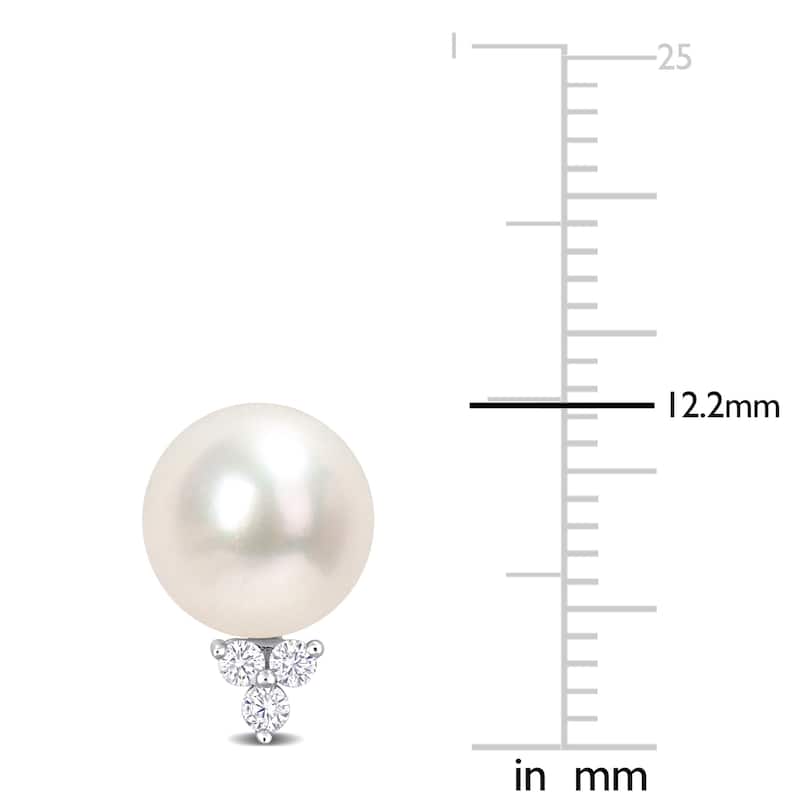 Miadora Freshwater Cultured Pearl and 1/8ct TDW Diamond Stud Earrings in Sterling Silver