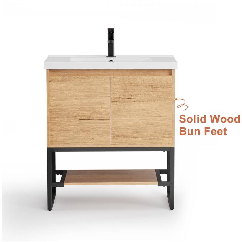 Bathroom Vanity Set Integrated Sink Top Combo Free Standing