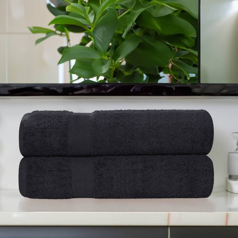 Superior Franklin Cotton Lightweight Bath Sheet Set of 2 - Black
