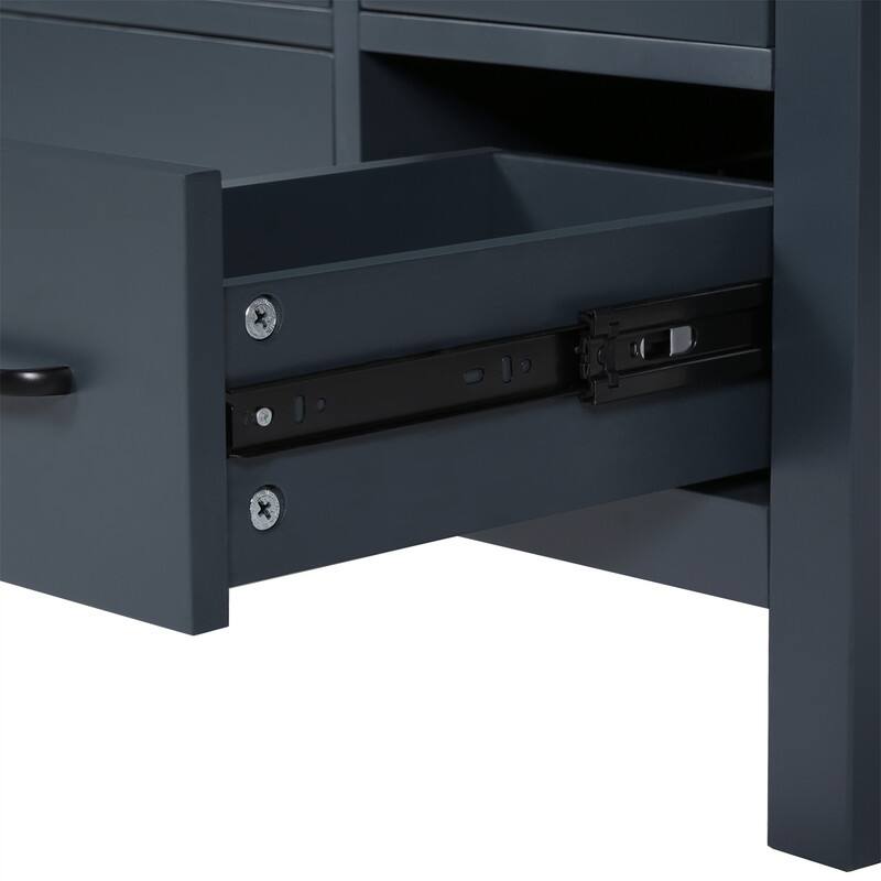 36'' Bathroom Vanity with Ceramic Sink Combo, Modern Bathroom Vanity Cabinet with 2 Soft Close Doors and 5 Storage Drawers