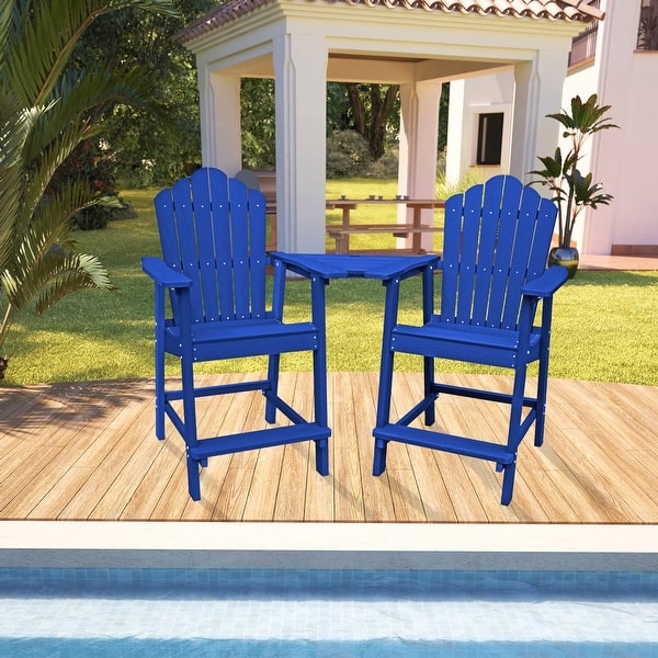 Patio Tall Adirondack Chair Set with Connecting Tray (Set of 2) On