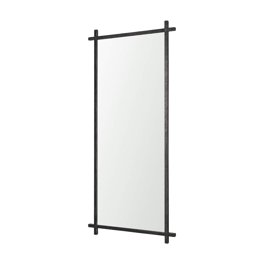 Tori Gunmetal w/ Textured Metal Cross Frame Wall Mirror -  31.5L x 1.0W x 70.5H