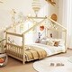 preview thumbnail 11 of 17, Twin House Bed Frame for Kids with Roof Design and Wood Slat Support