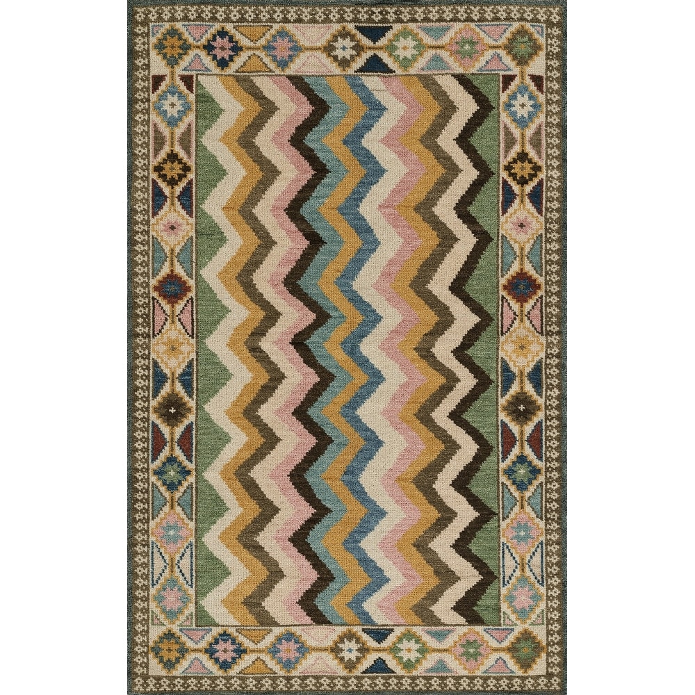 Momeni Nomad Hand Knotted Wool Geometric Area Rug.
