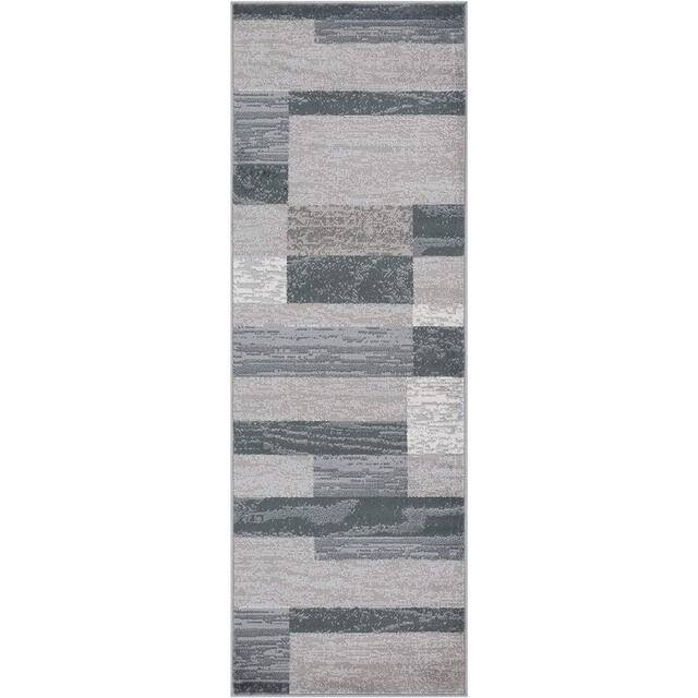 Miranda Haus Geometric Modern Patchwork Polypropylene Indoor Area Rug