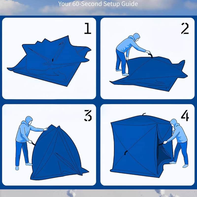 Pop Up Thermal Insulated Hub Tent, Ice Fishing Shelter for 3-4 Persons