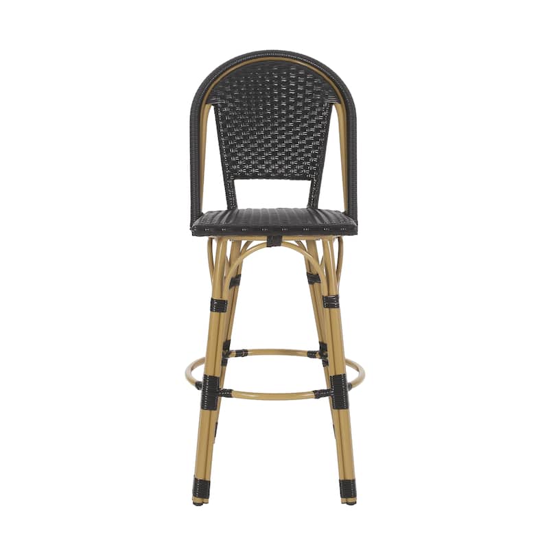 Shelton Wicker and Aluminum Outdoor 29.5 Inch Barstools by Christopher Knight Home -Set of 2
