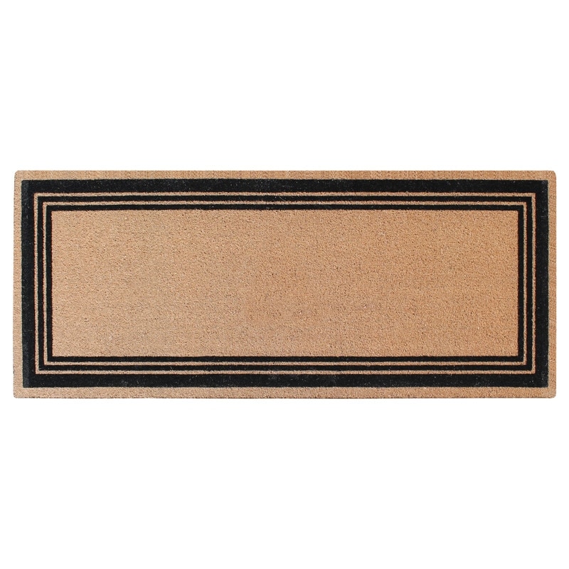 A1HC Natural Coir Flock Door Mat for Front Door, Anti-Shed Treated Doormat