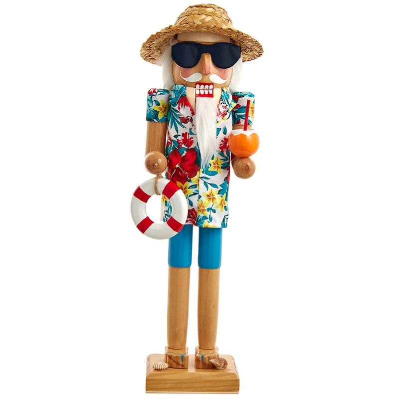 Kurt Adler 15-Inch Beach Santa Nutcracker - Multicolored