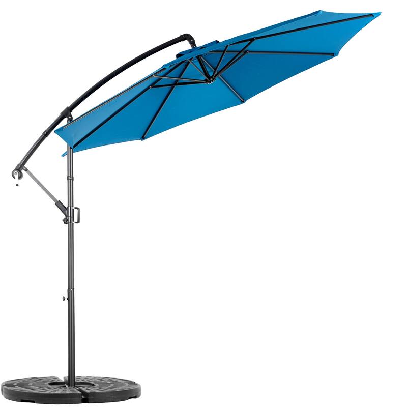 9.64 ft. Steel Market Outdoor Patio Umbrella with 8 Ribs, Offset Hanging Umbrella with Easy Tilt Adjustment - Dark Blue