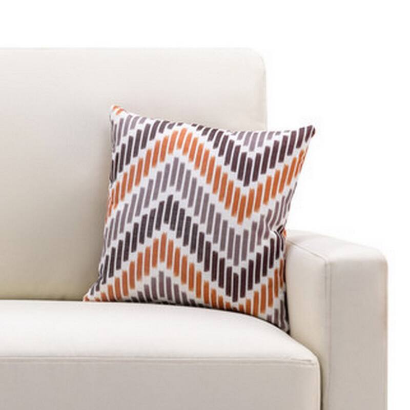 Gala Sofa, Crisp Soft Beige Linen Fabric, 2 Pillows, Brown Solid Wood Frame