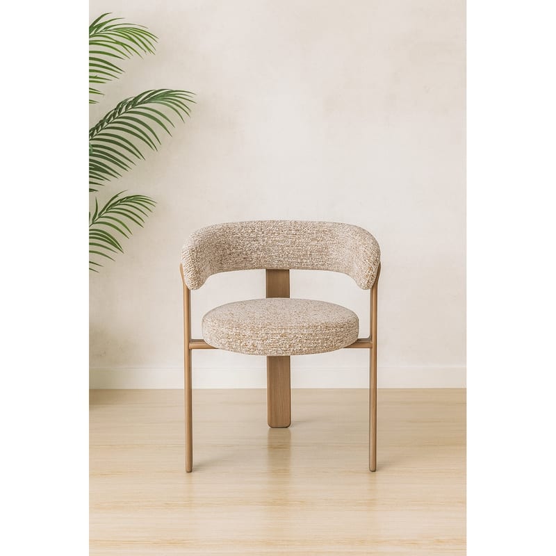 Upholstered 3-leg Wood-look Metal Frame 2pc Dining Chairs - N/A