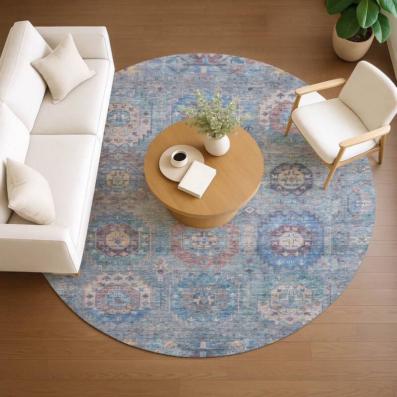 Machine Washable Indoor/ Outdoor Vintage Traditional Chantille Rug