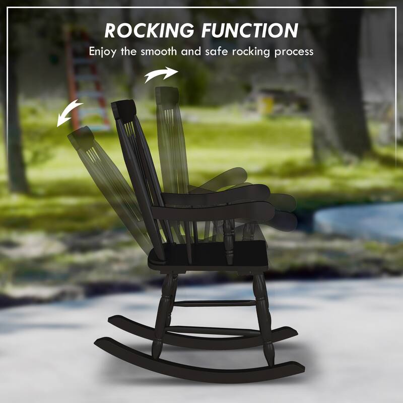 Outsunny Outdoor Wood Rocking Chairs Set Of 2 (Excluding the table)