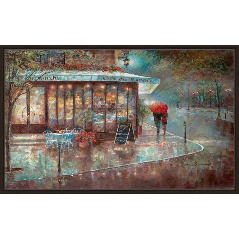 "Cafe Du Marche" by Ruane Manning Print on Floating Canvas