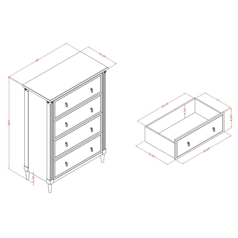Joneigh Traditional Solid Wood 4-Drawer Chest by Furniture of America