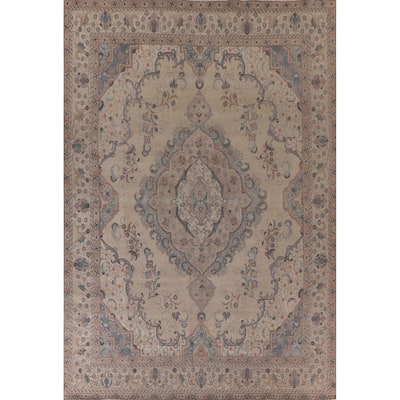 Tabriz Persian Vintage Area Rug Handmade Wool Carpet - 9'7" x 12'7"