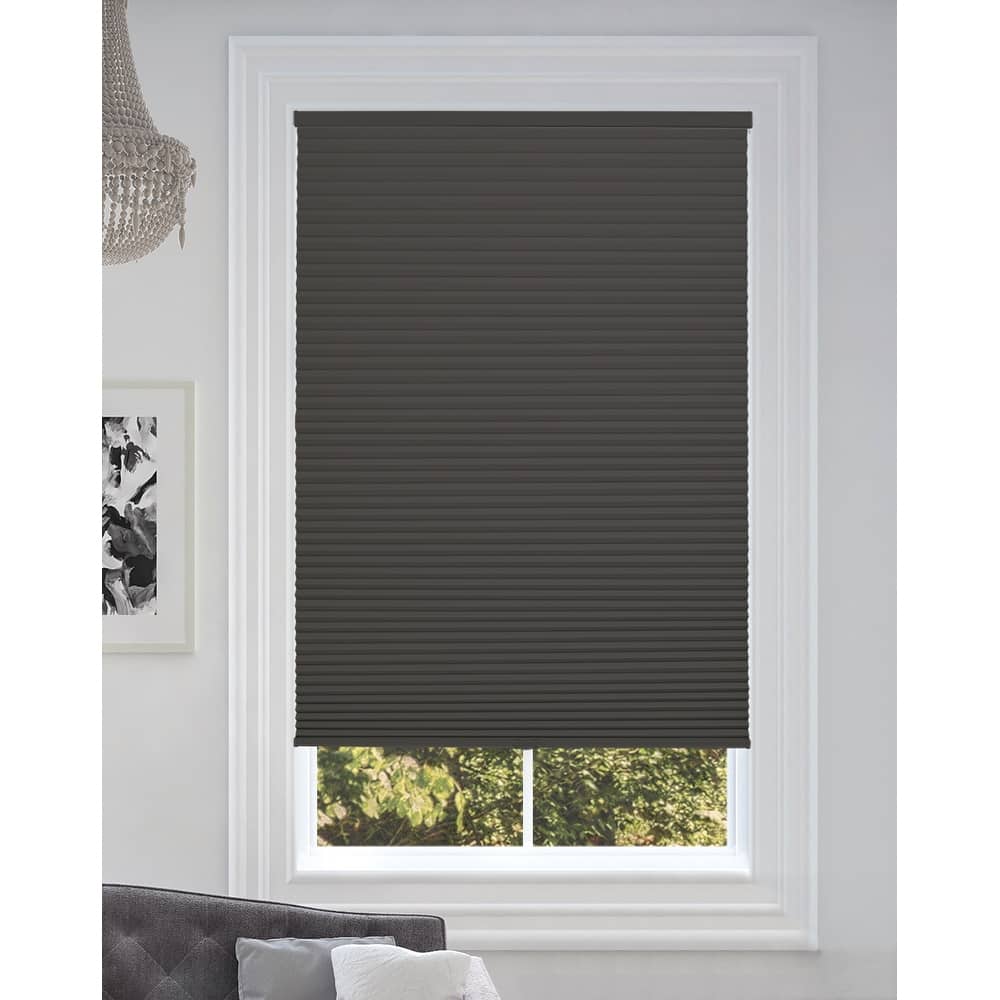 BlindsAvenue Cordless Blackout Cellular Honeycomb Shade, 9/16" Single Cell, Anthracite