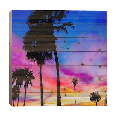 Painted Skies Above the Palms Print On Wood by 5by5collective - Multi-Color