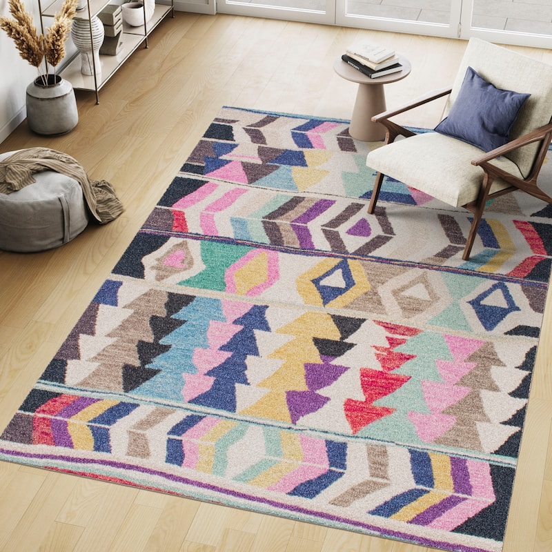 Nuloom Aurora Geometric Wool Area Rug - 7'6" x 9'6" - Multi