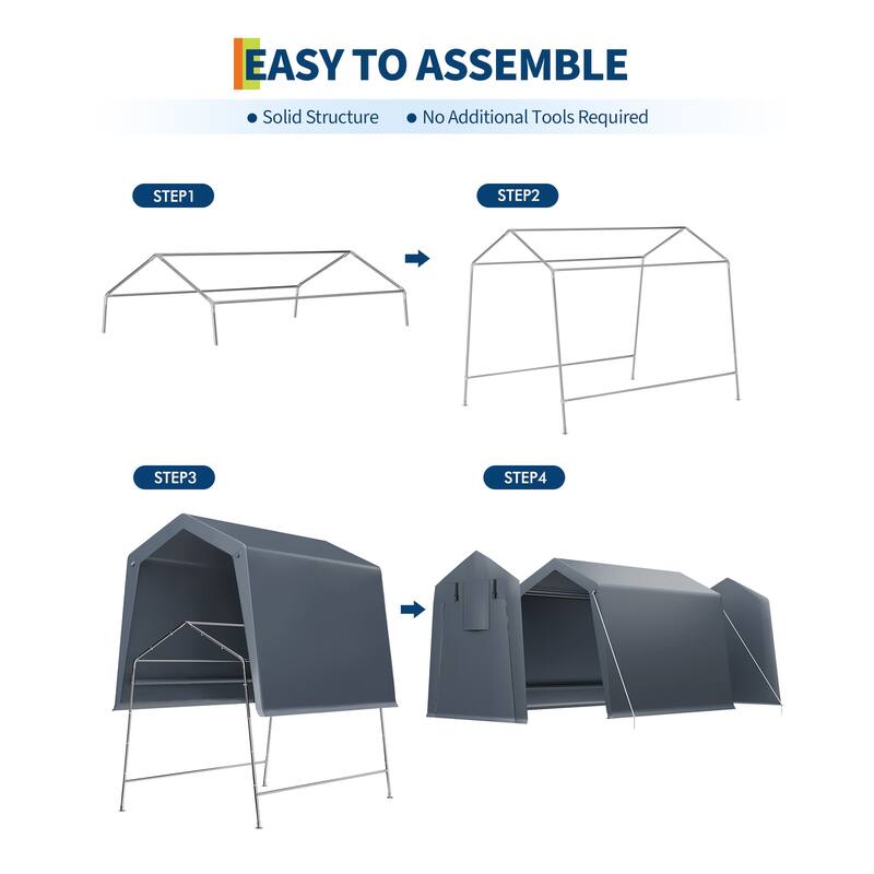 6x6 FT Portable Outdoor Storage Shed with 2 Roll-Up Zipper Doors & Vents, 240G Heavy-Duty Shelter Waterproof PE Tarp