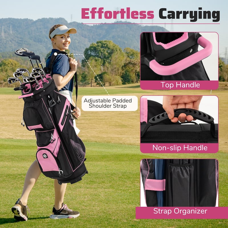 Gymax Golf Cart Bag Molded Lock Top Golf Bag w/14-Way Full Length