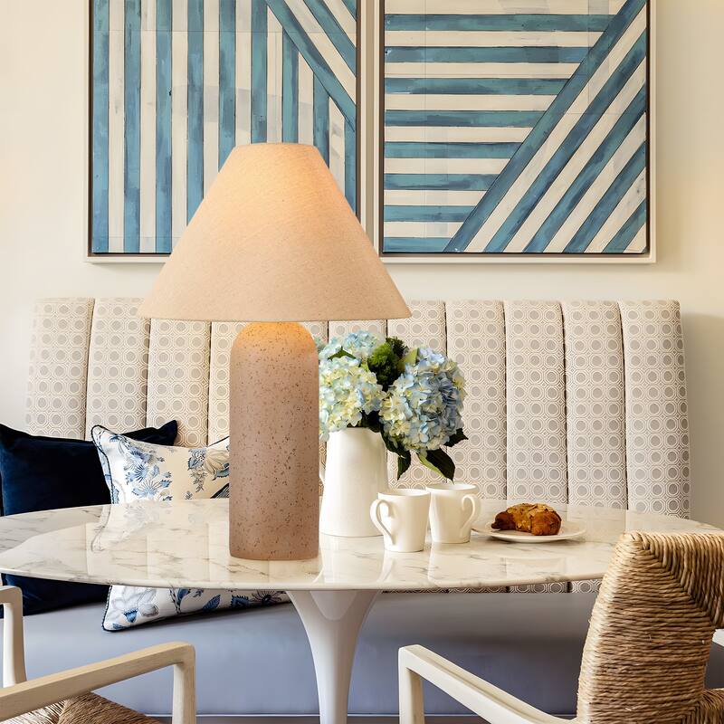 Ceramic Table Lamp with Drum Linen Shade - Empire - Soil