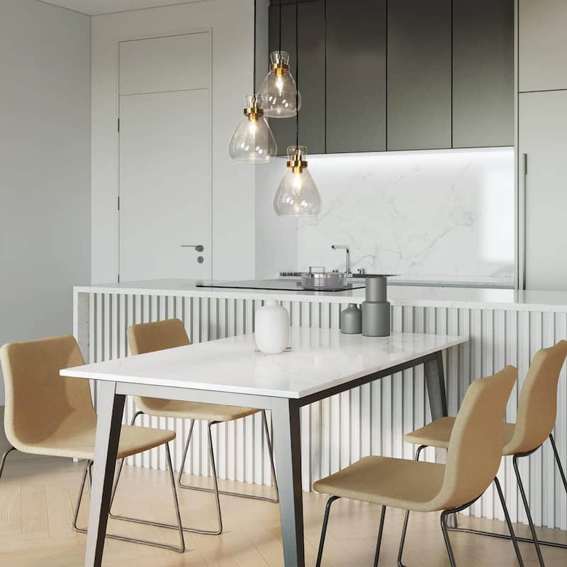 Malury Modern Large Cluster Pendant Chandelier Chic 3-Light Clear Drop Glass for Kitchen Island DIY - D 16" x H 68.5"