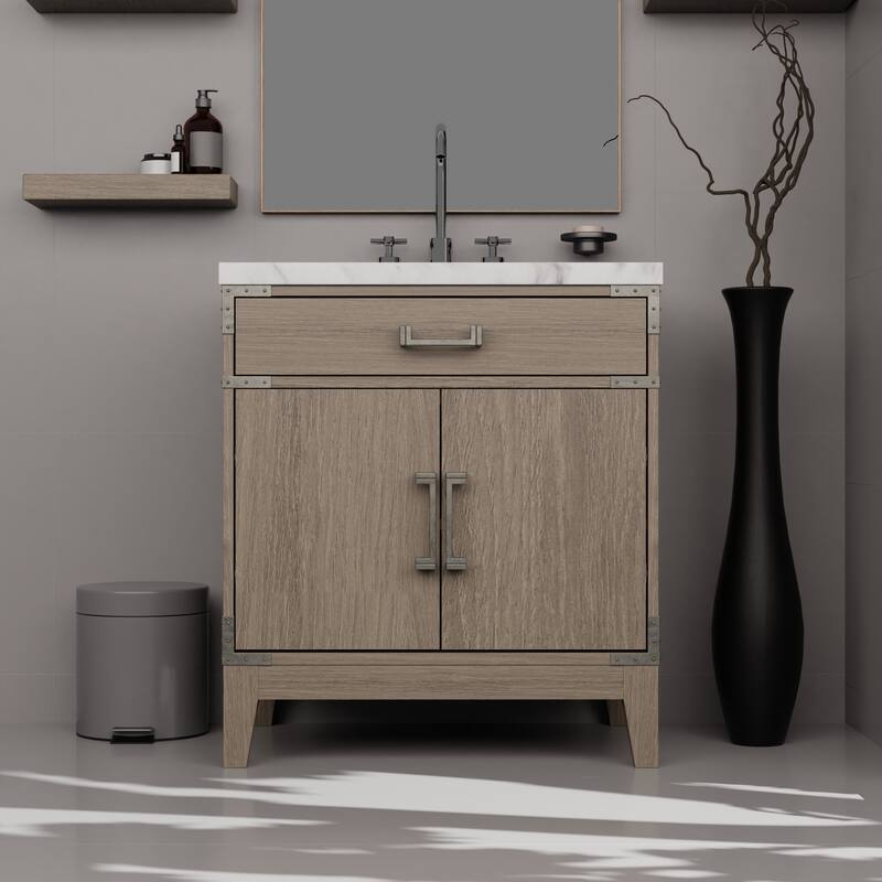 Laurel Bath Vanity with Carrara Marble Top and Sink
