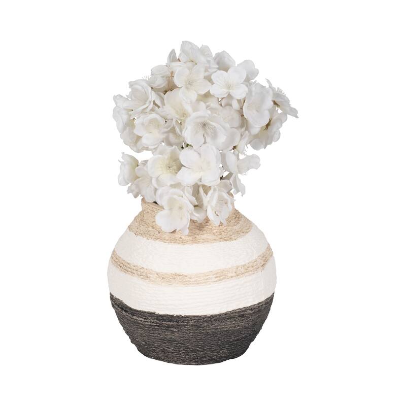 Sagebrook Home Striped Woven Textured Vase, Multi, Round