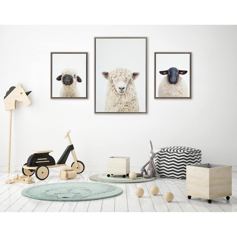 Kate and Laurel Sylvie Sheep Canvas Art Set by Amy Petrson