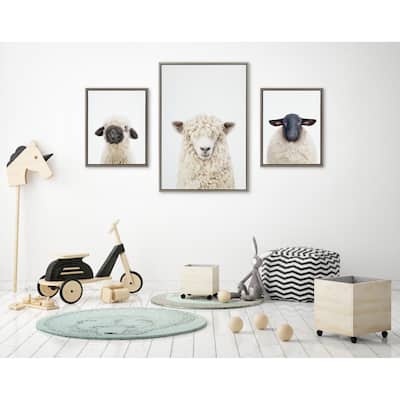 Kate and Laurel Sylvie Sheep Canvas Art Set by Amy Petrson