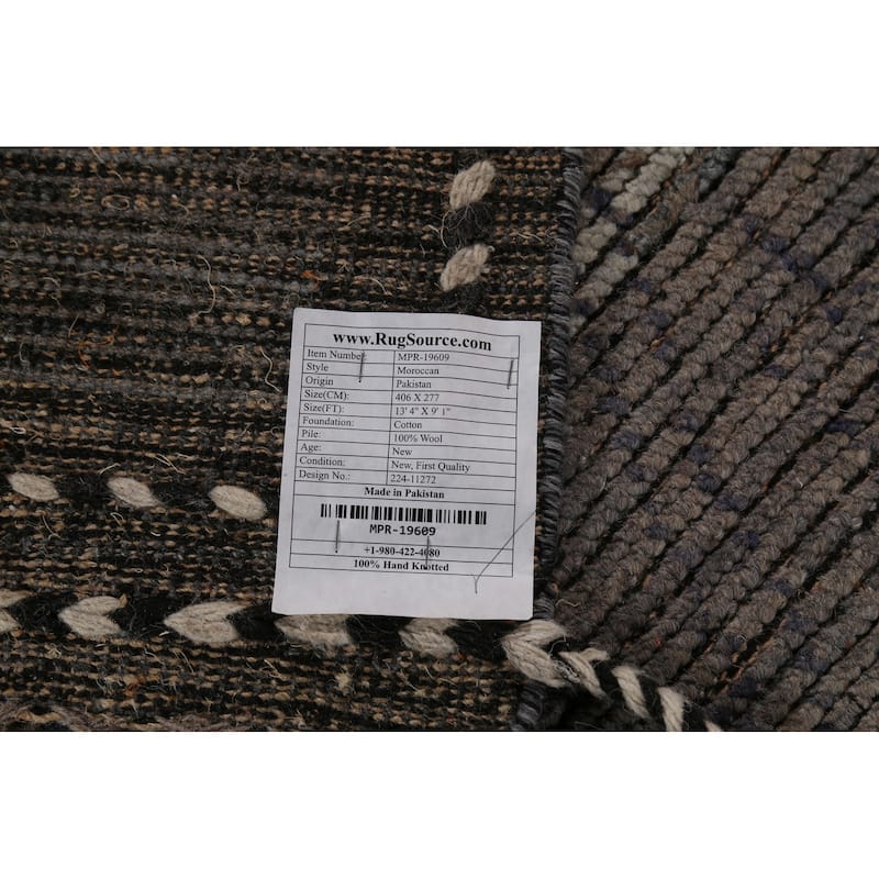 All-Over Trellis Moroccan Abstract Area Rug Hand-Knotted Wool Carpet - 9'1"x 13'4"