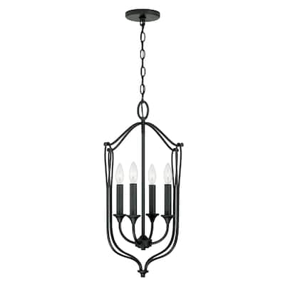 Bentley 14.75" 4-light Black Iron Foyer Pendant