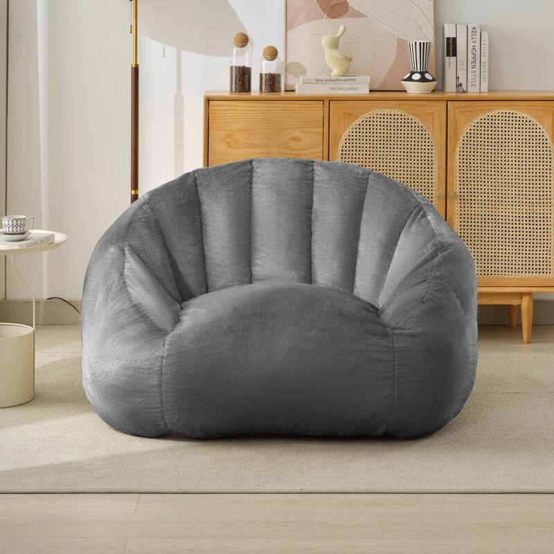Mixoy Modern Giant Bean Bag Chairs,Shell-Shaped Plush Large Upholstered Floor Sofa Chair,Stuffed Accent Chair