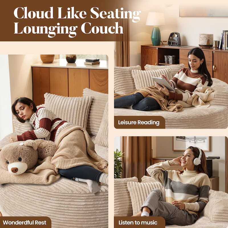 HOOOWOOO Modern Plush Fabric Floor Sofa Couch