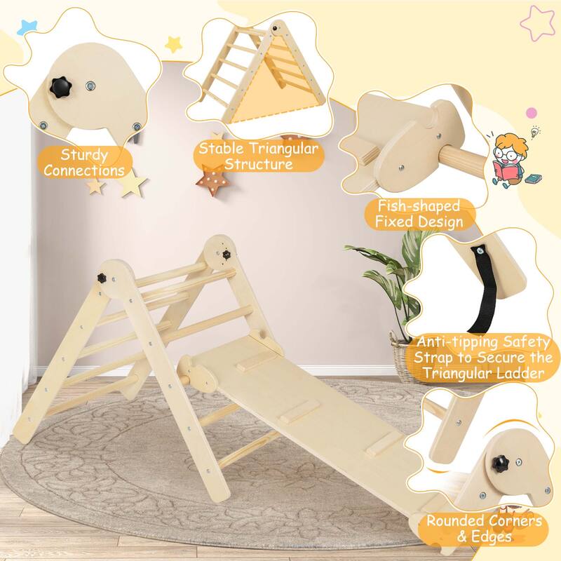 Costway 3-in-1 Triangular Climbing Toys Foldable & Height-adjustable - See Details