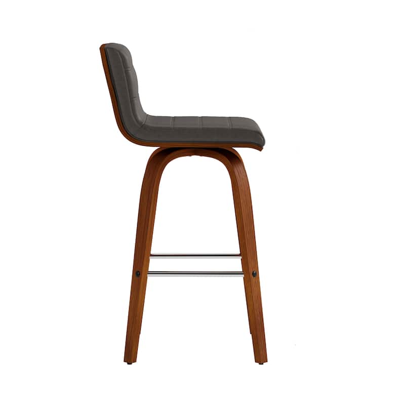 Skara Mid-Century Swivel Counter Stool, Upholstered Counter Height Chair with Bentwood Legs