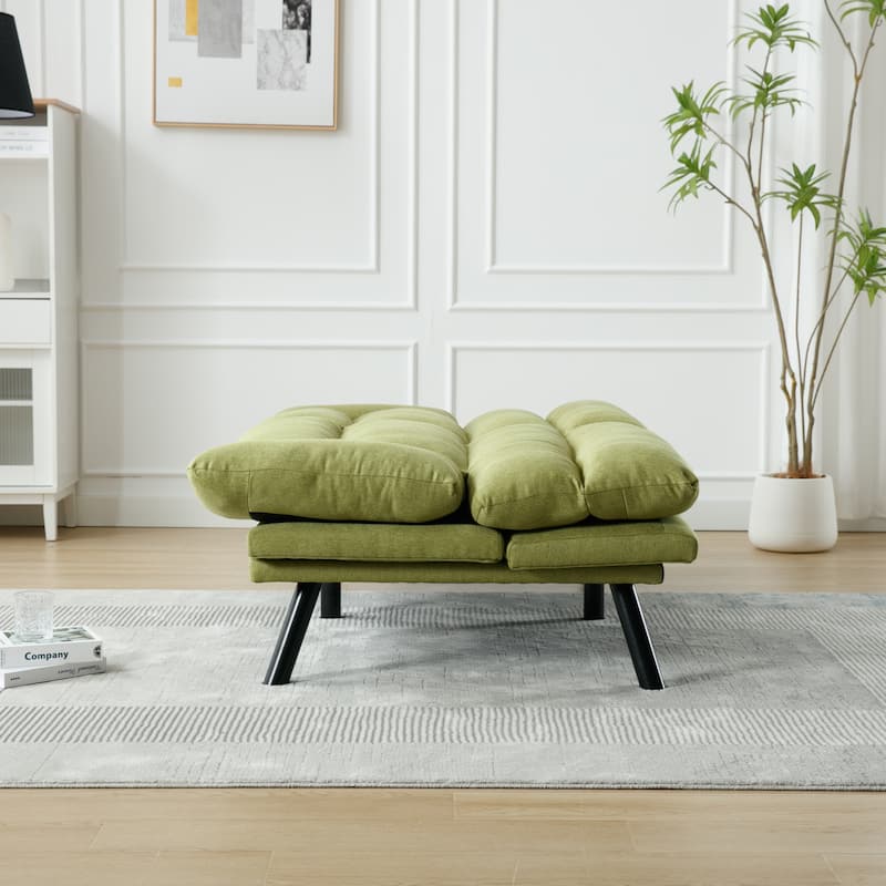 Modern Upholstered 2 Seaters Sleeper Sofa with Thick Cushion and Metal Feet