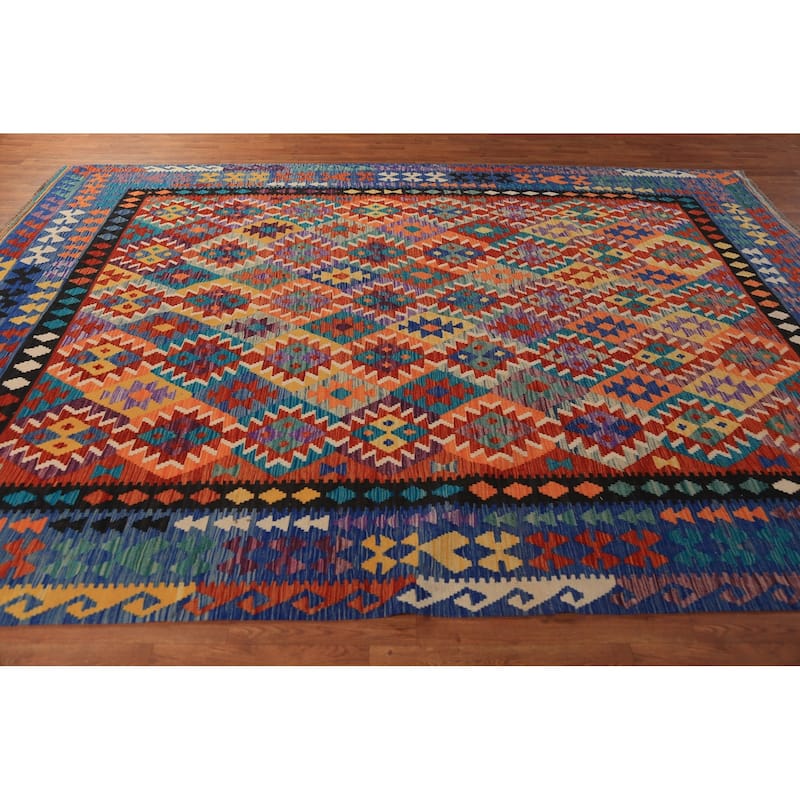 South Western Style Kilim Oriental Area Rug Wool Carpet - 8'5"x 11'2"