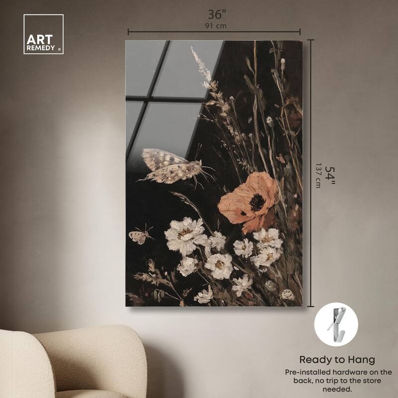 Poppy and Moth II Acrylic by Art Remedy, Ready to Hang