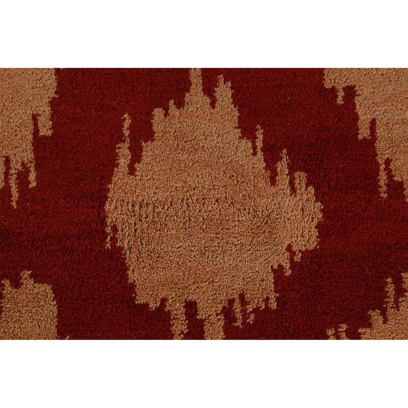 Hand Knotted Oriental 100% Wool Carpet Modern Geometric Oranges & Rust Moroccan Area Rug - 11' 7'' X 9' 0''