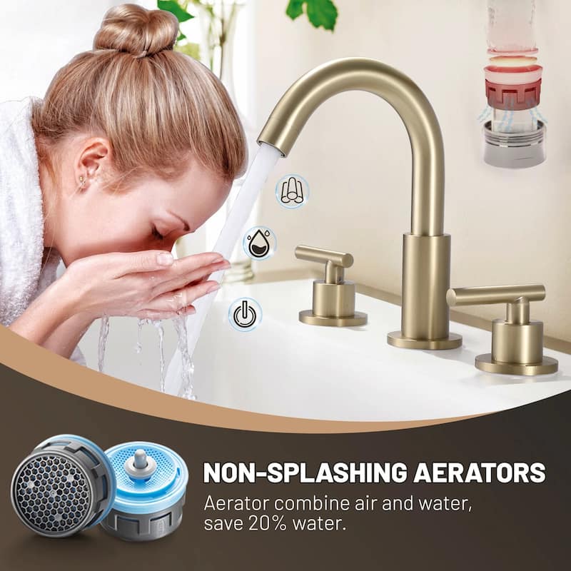 8.3"H Solid Brass Widespread 2-handle Bathroom Sink Faucet with Pop-Up Drain Assembly