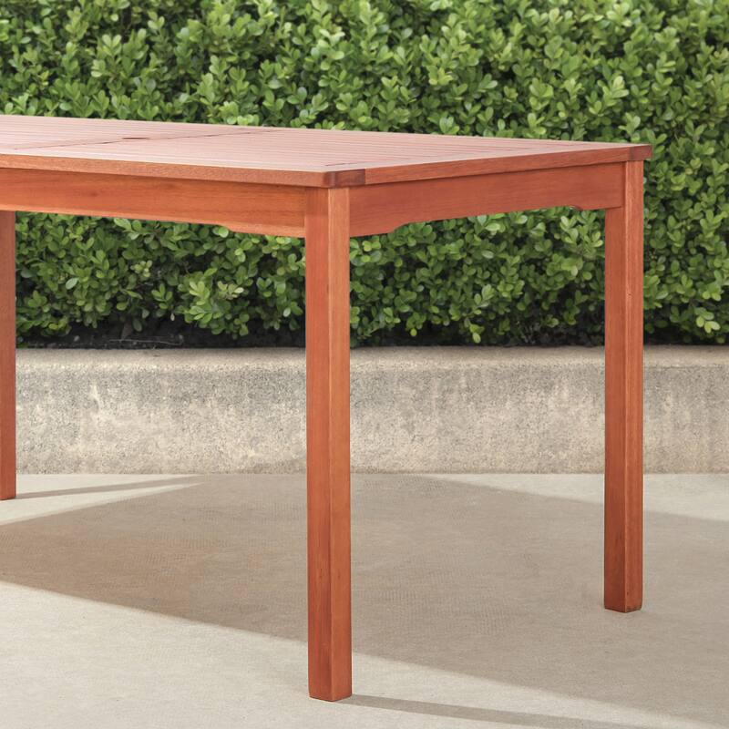 Reddish Brown Rectangular Coastal Wood Patio Dining Table for 6 Seaters