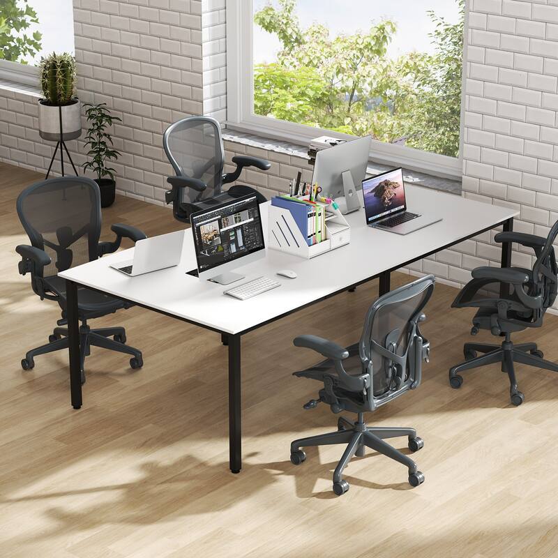 Engineered Wood Conference Table for 10 with Cable Grommets and Metal Frame