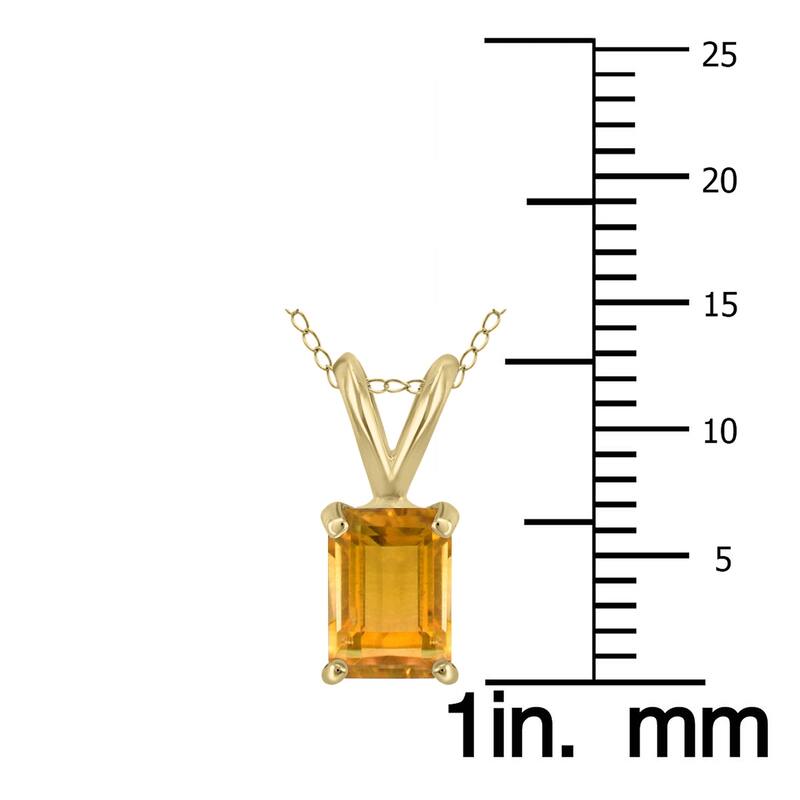 Marquee 14K Yellow Gold 7x5MM Emerald Shaped Citrine Pendant