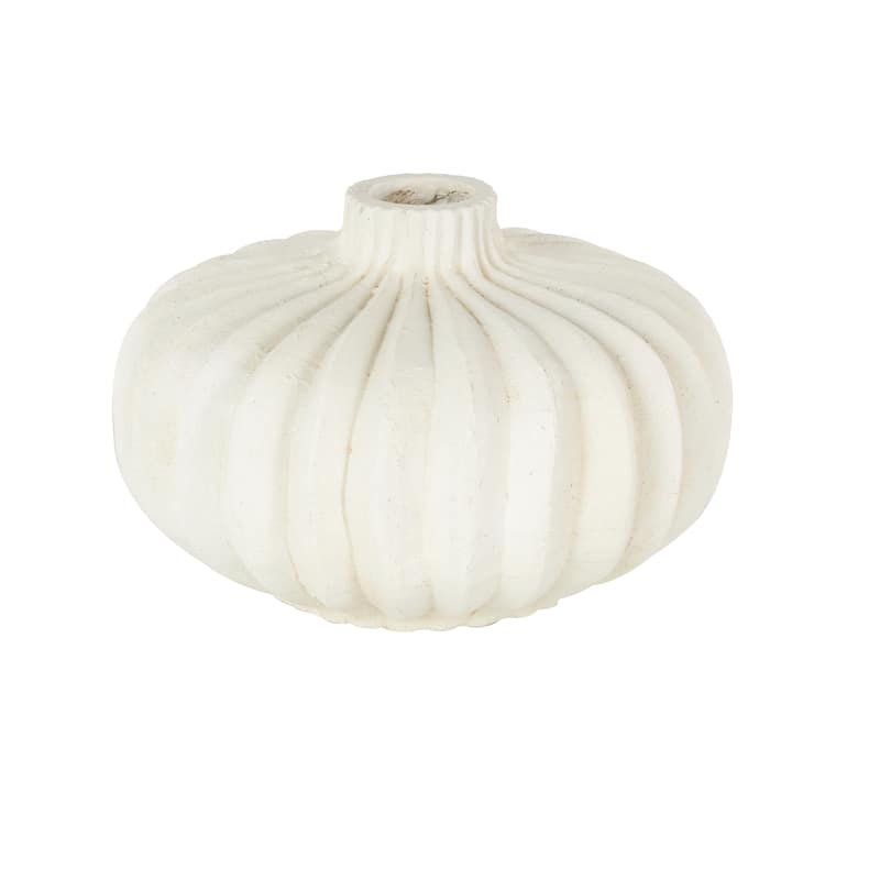 Magnesium Oxide Short Wide Decorative Vase - White - Roche River Decor - White