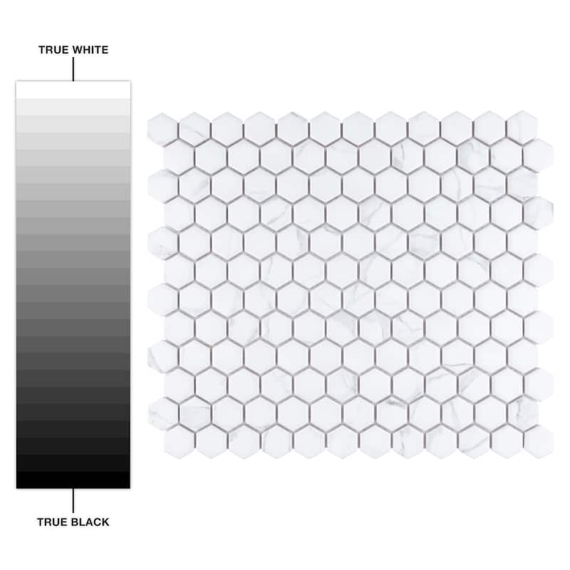 Merola Tile Carrione 1" Hex Matte Carrara 10-1/4" x 11-7/8" Porcelain Mosaic Floor and Wall Tile