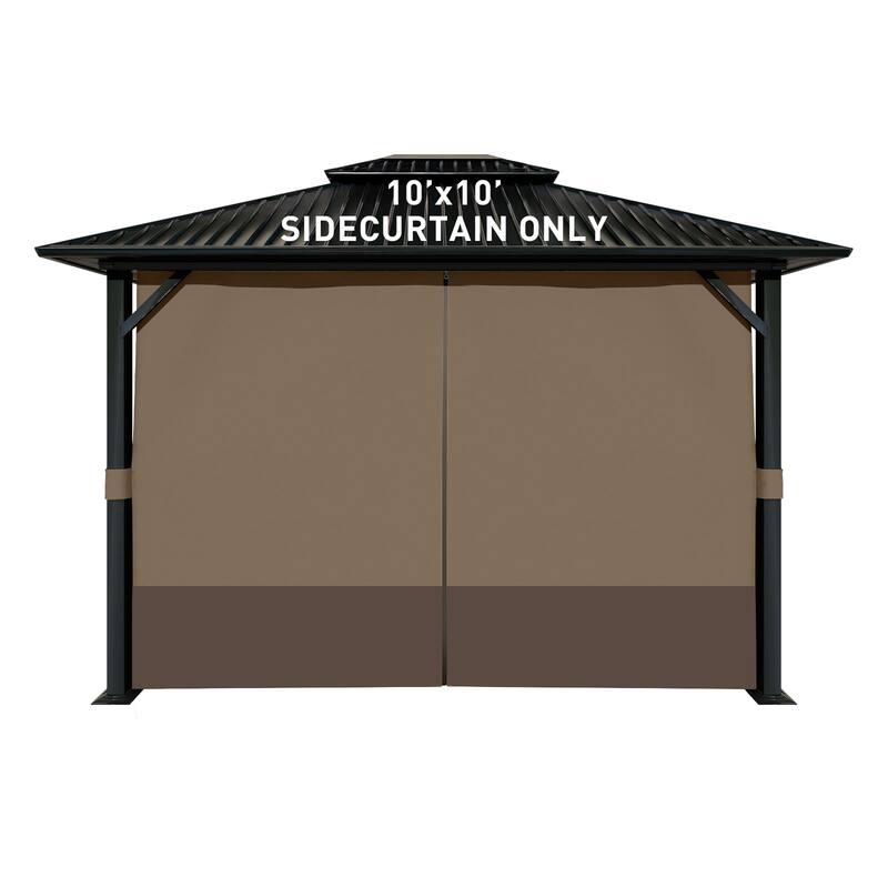Aoodor 10' x 10' Gazebo Curtain Set，Curtain Only - Brown and Coffee